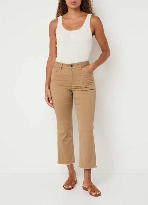 Benetton High waist cropped bootcut jeans met gekleurde wassing - voorkant 3 camel