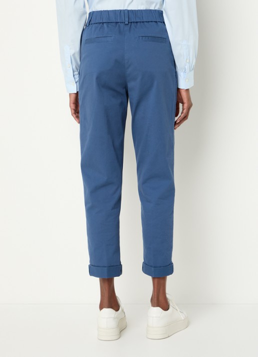 Benetton High waist cropped tapered fit broek met opgestikte zakken - achterkant petrol