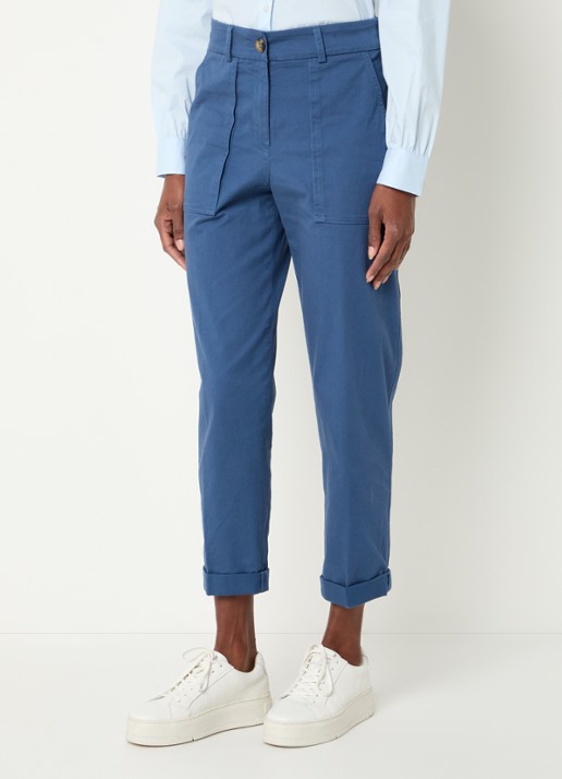 Benetton High waist cropped tapered fit broek met opgestikte zakken - detail 4 petrol