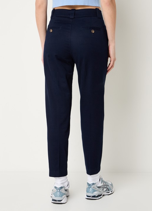 Benetton High waist cropped tapered fit pantalon met steekzakken - achterkant donkerblauw