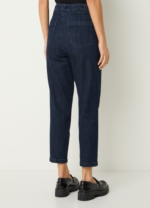 Benetton High waist cropped tapered jeans met donkere wassing - achterkant 2 indigo
