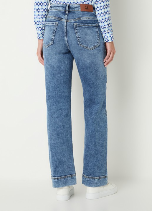 Benetton High waist flared jeans in  katoenblend - achterkant blauw