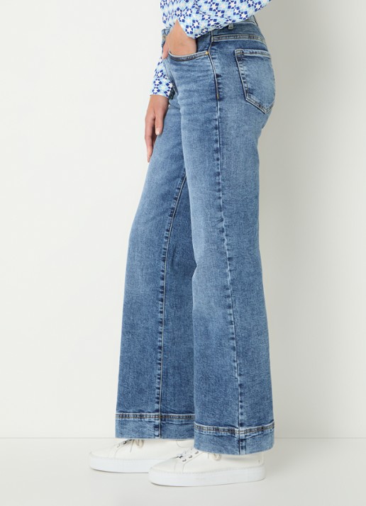 Benetton High waist flared jeans in  katoenblend - detail 3 blauw