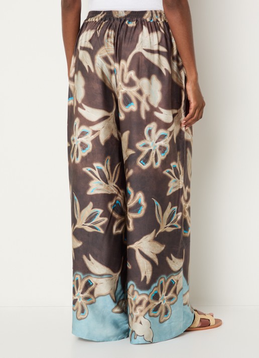 Benetton High waist loose fit broek met bloemenprint - achterkant 4 bruin