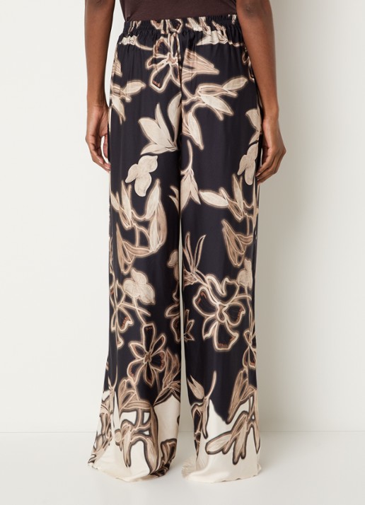 Benetton High waist loose fit broek met bloemenprint - achterkant 4 zwart