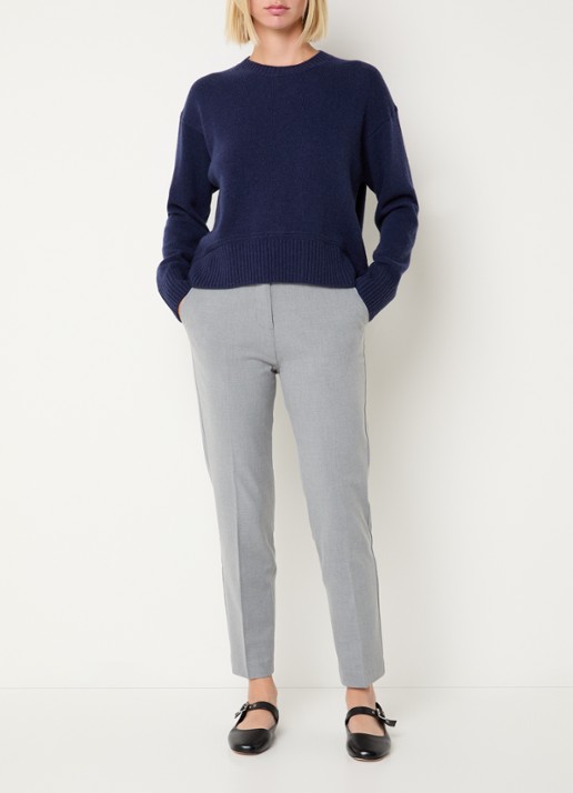 Benetton High waist loose fit cropped pantalon met steekzakken - voorkant 3 parelmoer