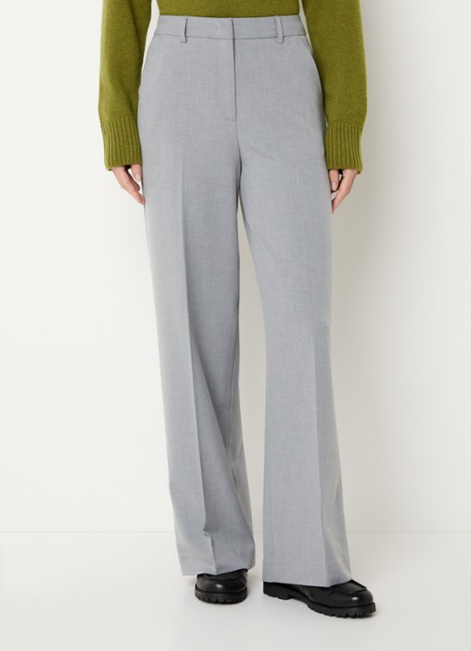 Benetton High waist loose fit pantalon met steekzakken - detail lichtgrijs