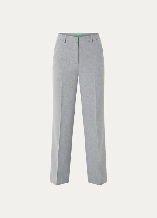 Benetton High waist loose fit pantalon met steekzakken - voorkant 2 lichtgrijs