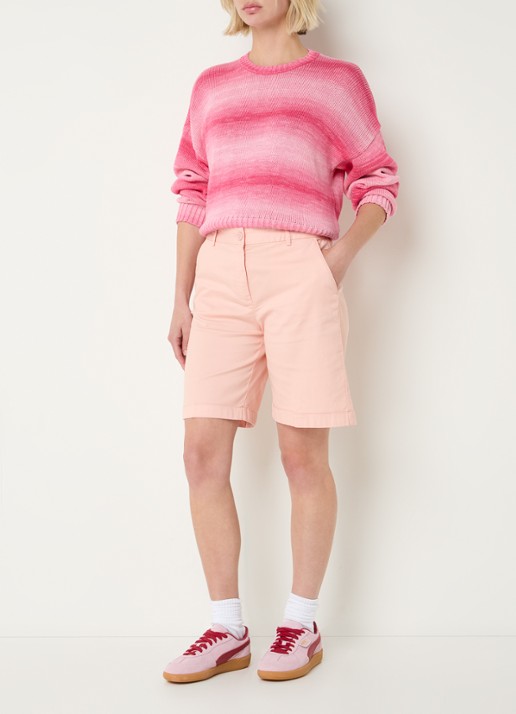 Benetton High waist regular fit korte broek met steekzakken - voorkant 4 lichtroze