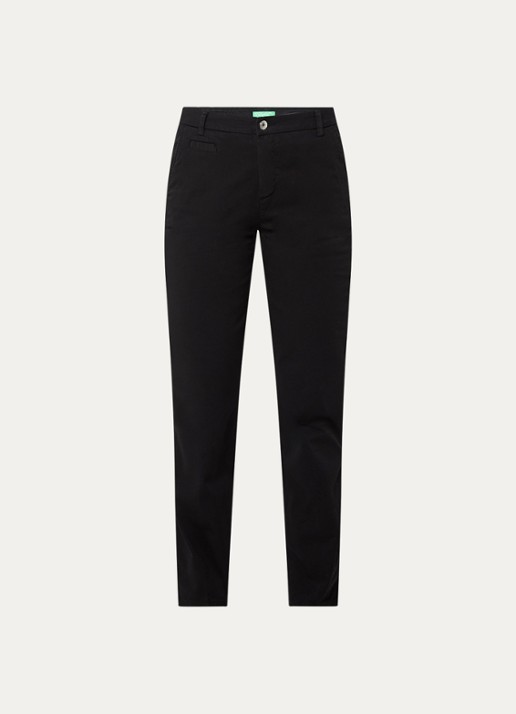 Benetton High waist slim fit chino met steekzakken - voorkant 2 zwart