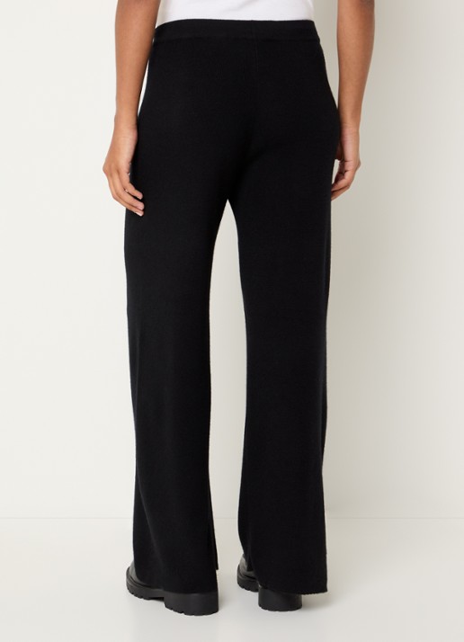 Benetton High waist straight fit broek in kasjmier wolblend - achterkant 4 zwart