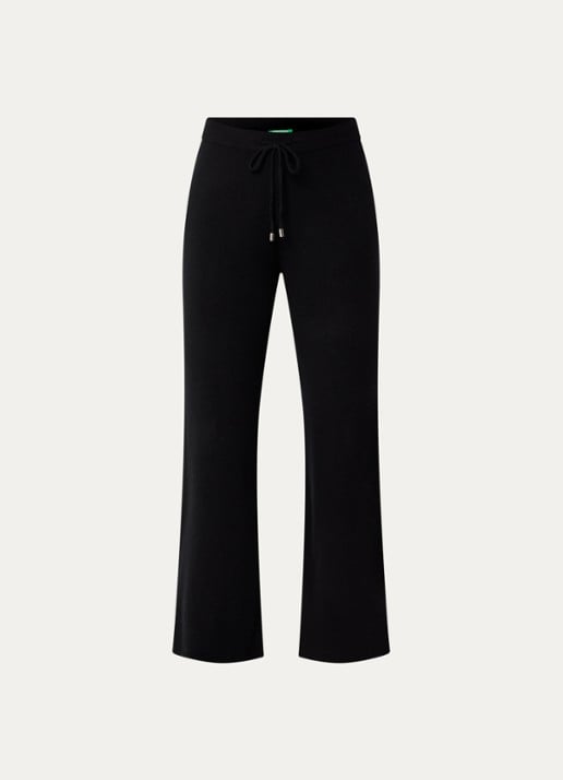 Benetton High waist straight fit broek in kasjmier wolblend - voorkant 2 zwart