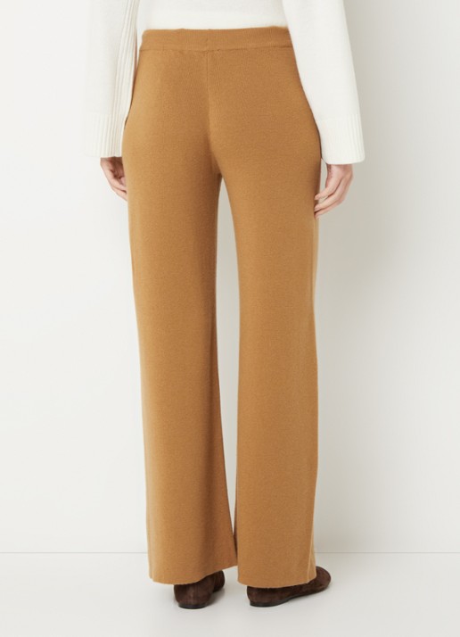 Benetton High waist straight fit broek in kasjmier wolblend - achterkant 2 camel