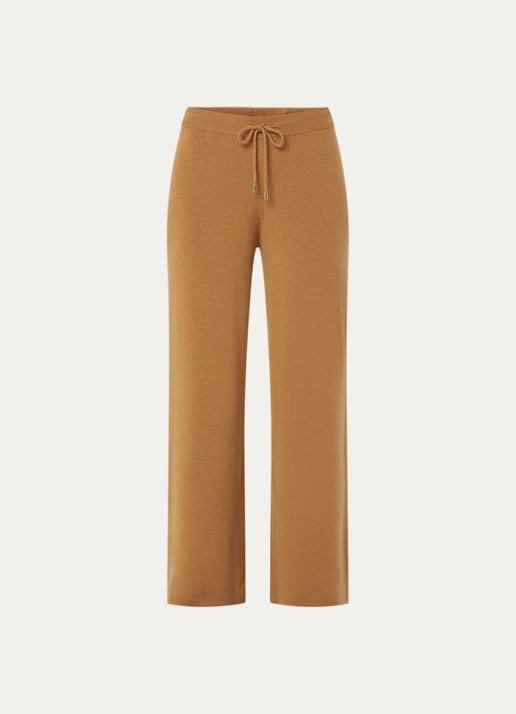 Benetton High waist straight fit broek in kasjmier wolblend - voorkant 3 camel