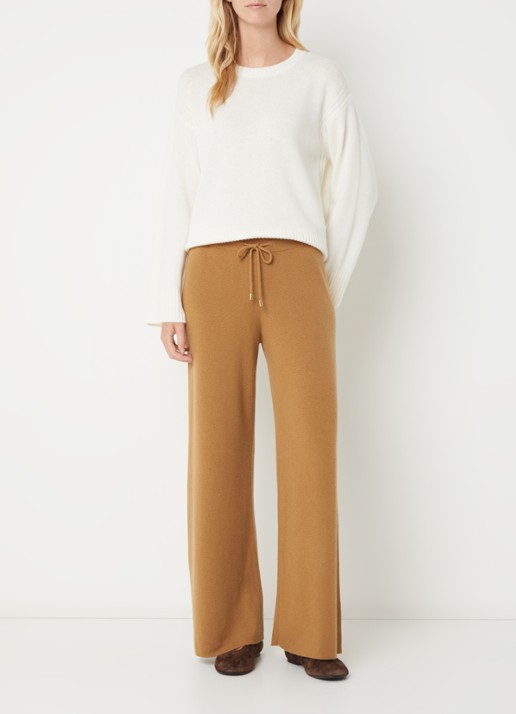 Benetton High waist straight fit broek in kasjmier wolblend - voorkant 4 camel