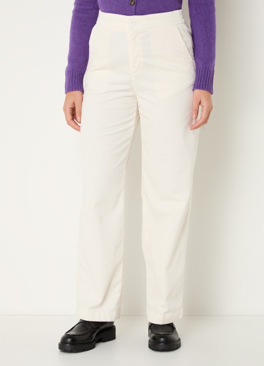 Benetton High waist straight fit broek van corduroy met steekzakken