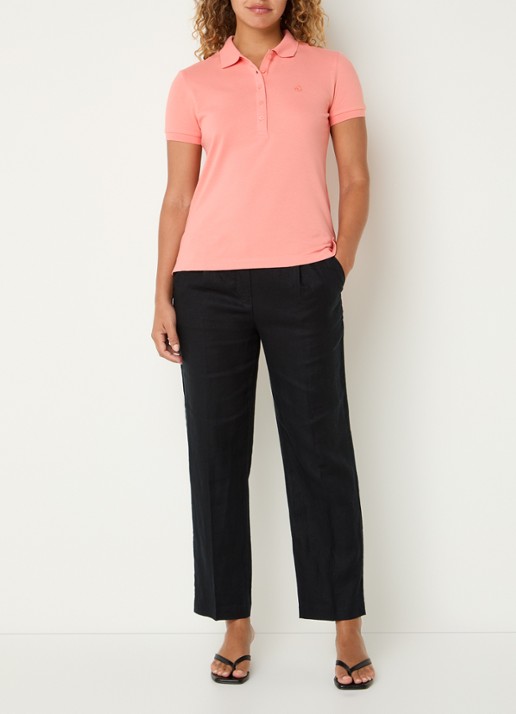 Benetton High waist straight fit chino van linnen met steekzakken - voorkant 2 zwart