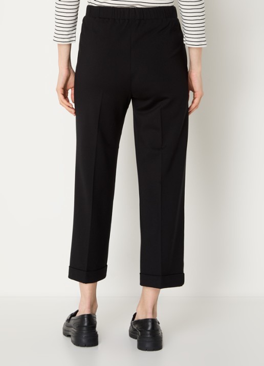 Benetton High waist straight fit cropped broek met steekzakken - achterkant 4 zwart