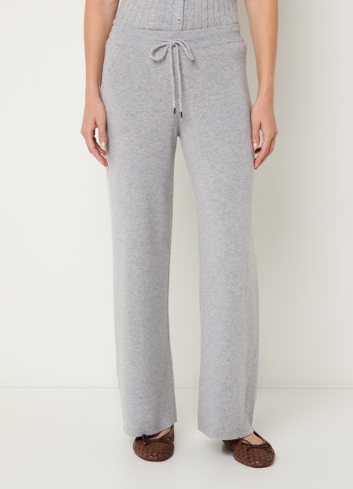Benetton High waist straight fit joggingbroek - detail 4 lichtgrijs