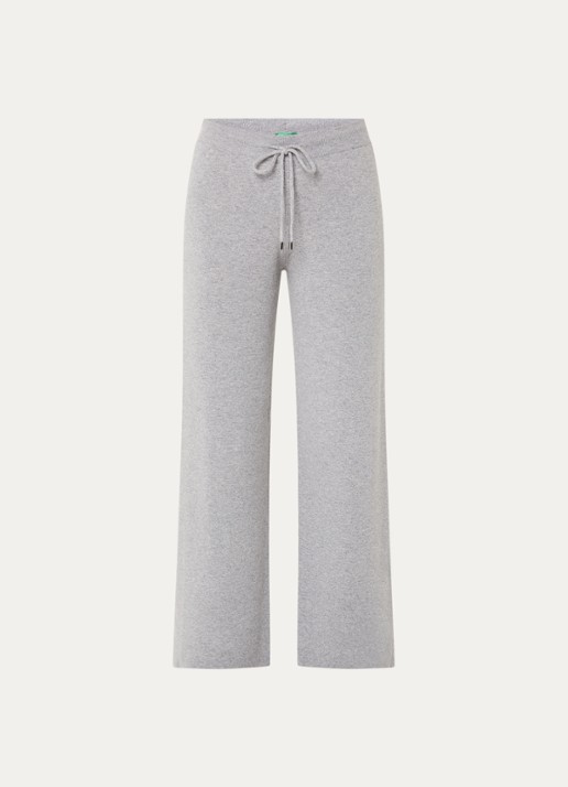 Benetton High waist straight fit joggingbroek - voorkant 2 lichtgrijs