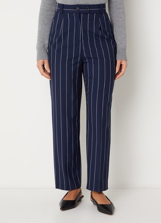 Benetton High waist straight fit pantalon met streepprint