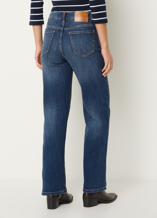 Benetton High waist straight leg jeans met steekzakken - achterkant 3 indigo