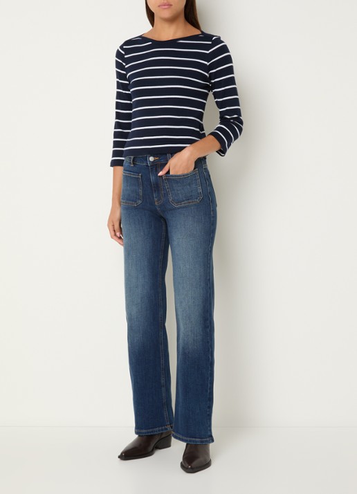 Benetton High waist straight leg jeans met steekzakken - voorkant 2 indigo