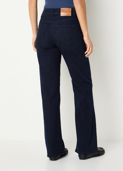 Benetton High waist straight leg jeans met steekzakken - achterkant donkerblauw