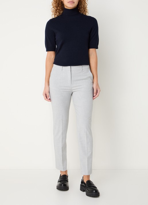 Benetton High waist tapered cropped pantalon met stretch  - voorkant 2 lichtgrijs