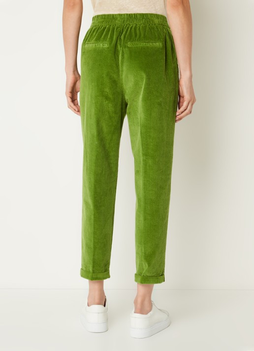 Benetton High waist tapered cropped pantalon van corduroy - achterkant 4 groen