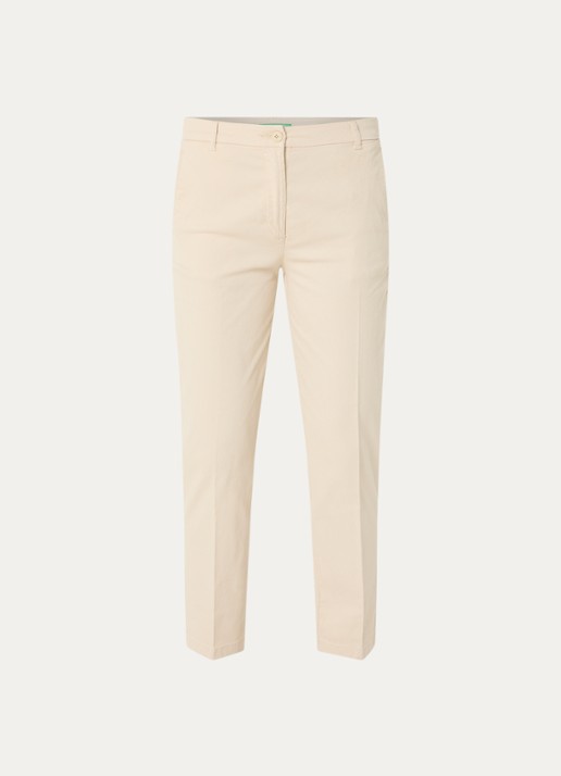 Benetton High waist tapered fit cropped chino met steekzakken - voorkant 3 zand