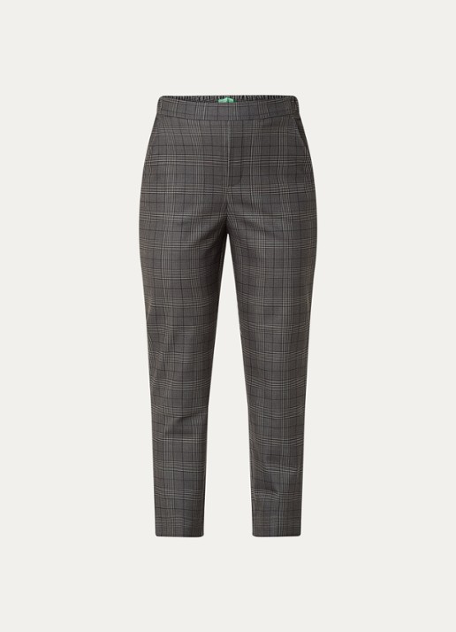Benetton High waist tapered fit pantalon met steekzakken - voorkant 2 grijs