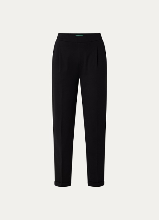 Benetton High waist tapered fit pantalon met steekzakken - voorkant zwart