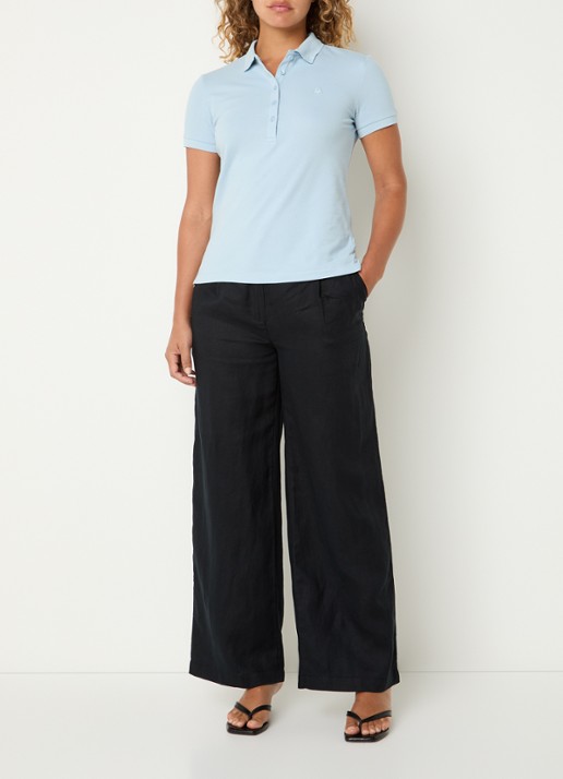 Benetton High waist wide fit chino van linnen met steekzakken - voorkant 2 zwart