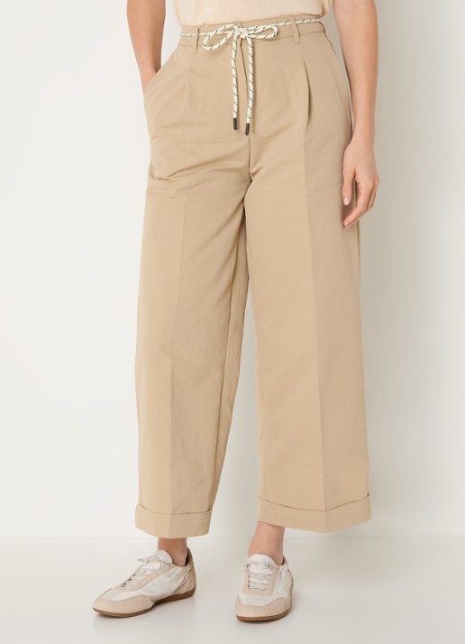 Benetton High waist wide fit cropped chino met steekzakken