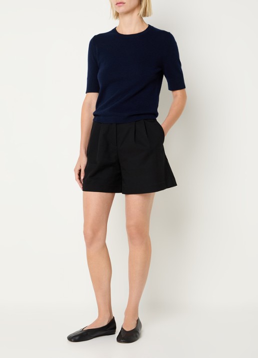 Benetton High waist wide fit korte broek met steekzakken - voorkant 3 zwart