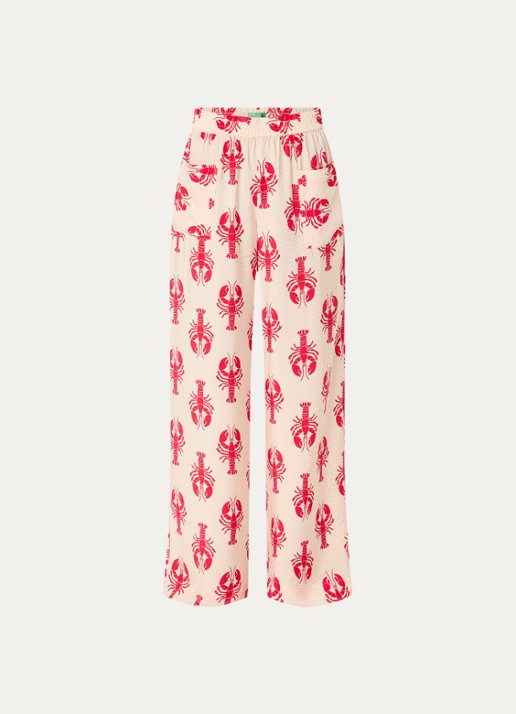 Benetton High waist wide fit pantalon met print - voorkant 3 rood