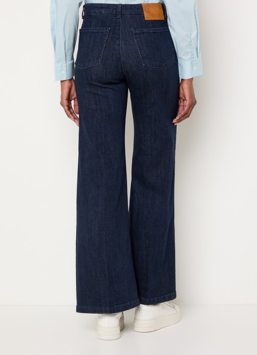 Benetton High waist wide fit pantalon met steekzakken - achterkant 3 indigo