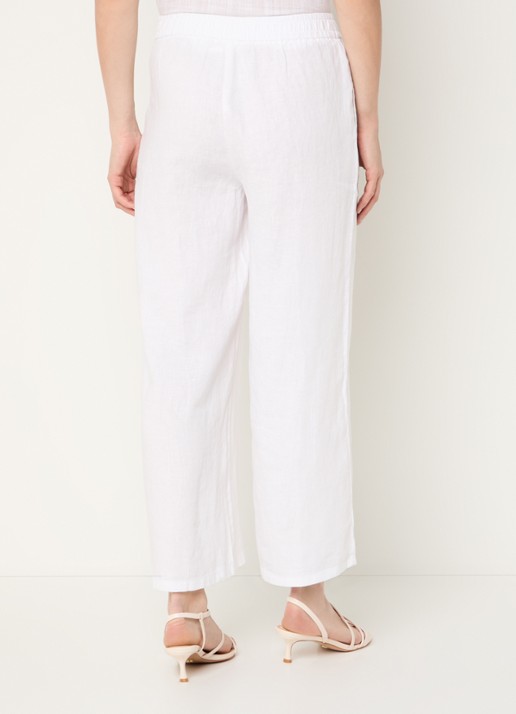 Benetton High waist wide fit pantalon van linnen - achterkant gebroken wit