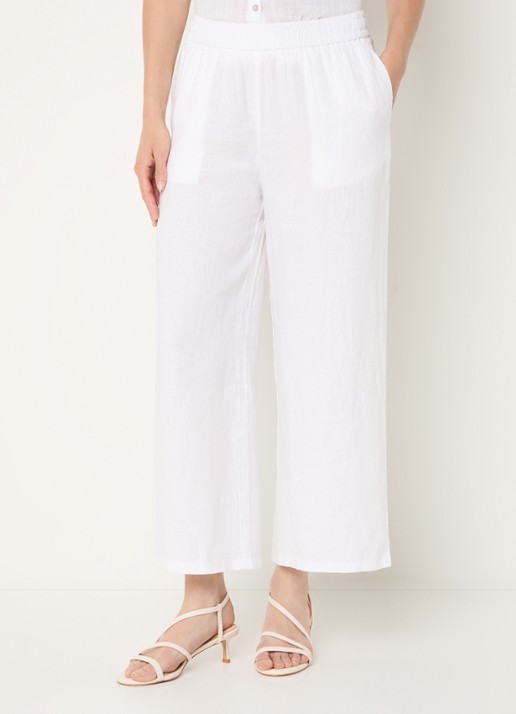 Benetton High waist wide fit pantalon van linnen