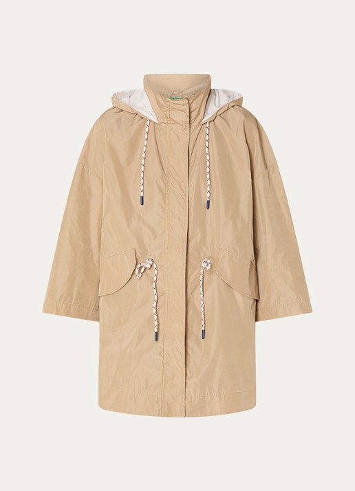 Benetton Jack met capuchon en klepzakken - voorkant 3 camel