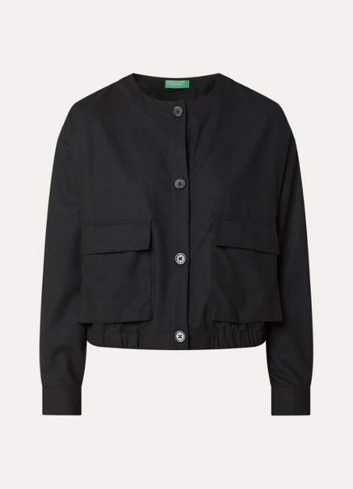 Benetton Jack met klepzakken - voorkant 3 zwart
