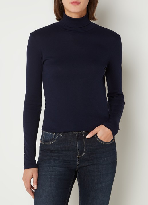 Benetton Longsleeve met col - detail 3 donkerblauw