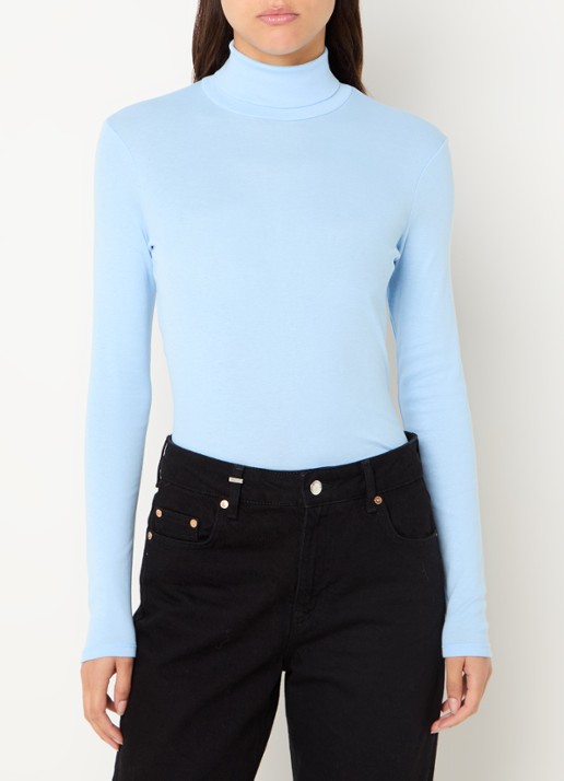 Benetton Longsleeve met col - detail lichtblauw