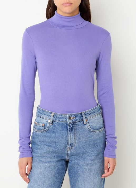 Benetton Longsleeve met col - detail 2 lavendel