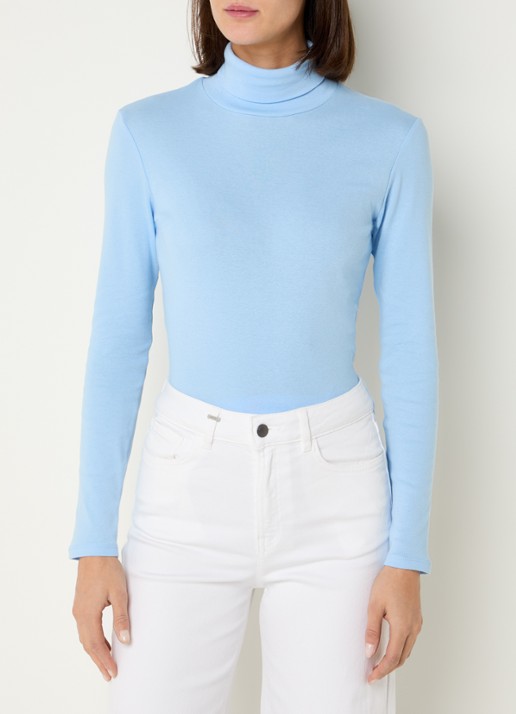 Benetton Longsleeve met col - detail 3 staalblauw