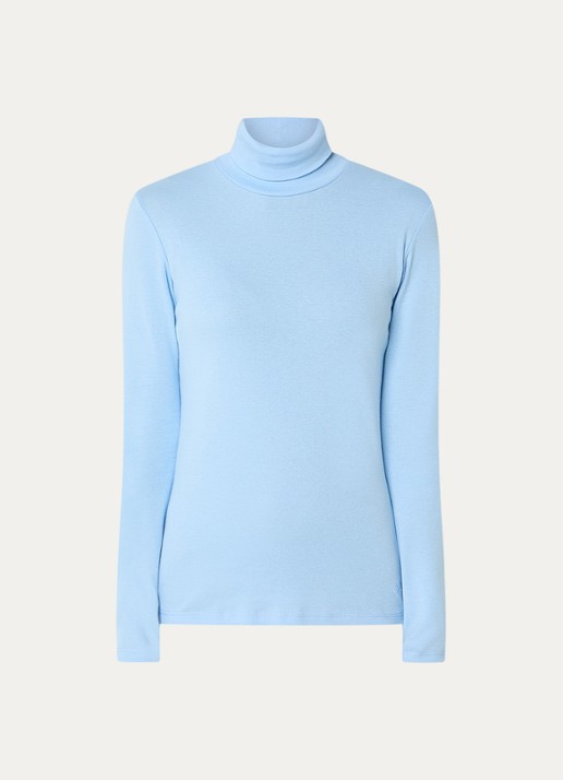 Benetton Longsleeve met col - voorkant staalblauw
