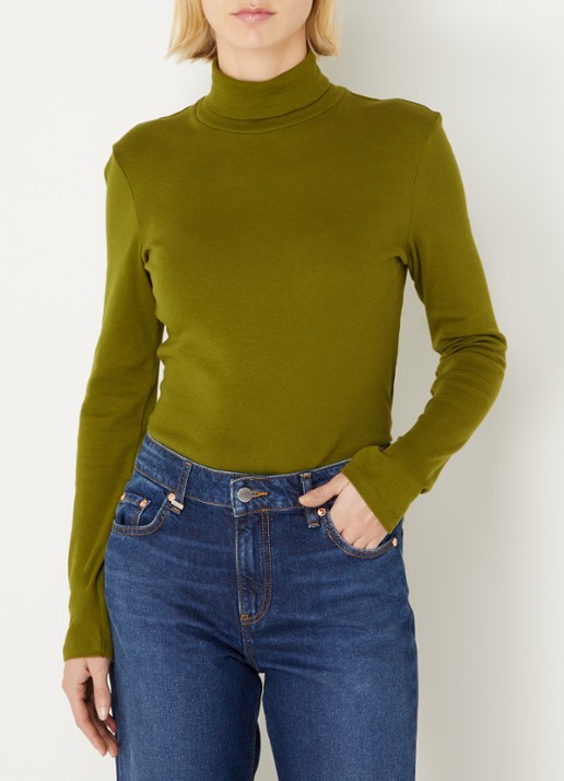 Benetton Longsleeve met col - detail donkergroen