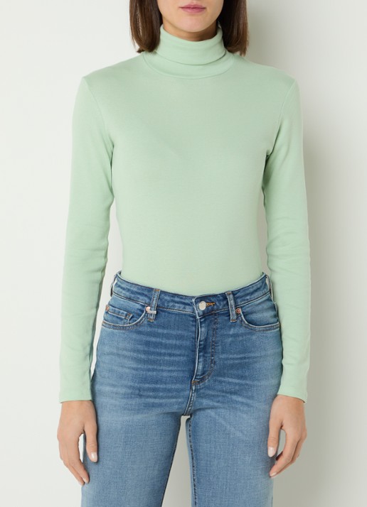 Benetton Longsleeve met col - detail lichtgroen