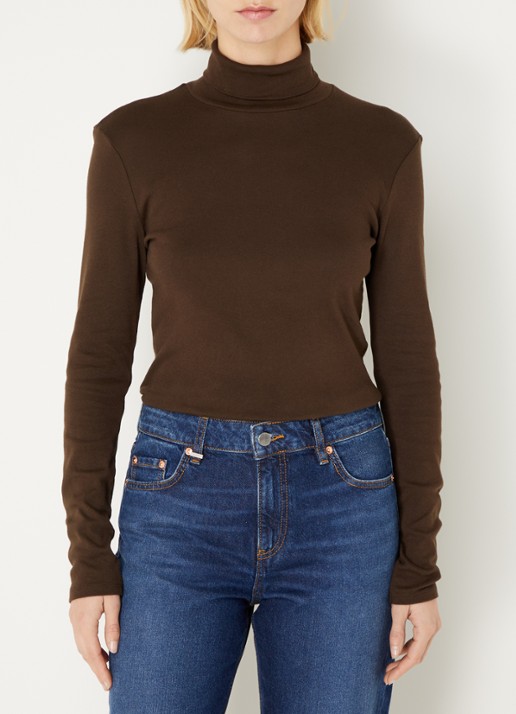 Benetton Longsleeve met col - detail 3 donkerbruin